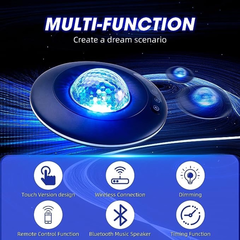 New Galaxy Star Projector Lamp, Bluetooth Speaker Aurora Lighting with Timer - Picture 3 of 6